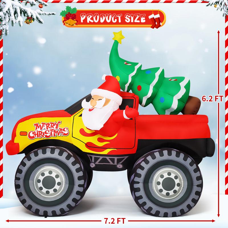 Christmas Truck 7.5 FT Outdoor Inflatables Christmas Decoration with LEDs and Gifts for Yard, Lawn, Garden Decorations