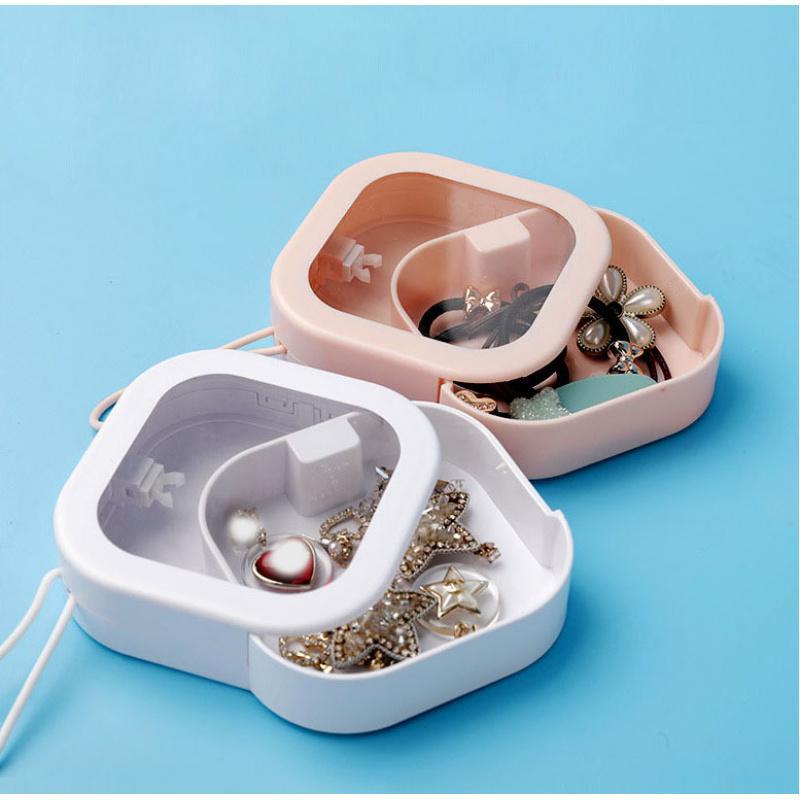 Portable Jewelry Storage Box, 2 Counts Mini Jewelry Organizer with Transparent Cover, Home Organizer Box for Earrings, Rings, Necklaces