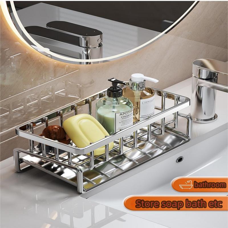 Multifunctional Kitchen Sink Drain Rack Set, Includes Sponge Holder with Towel Bar, Carbon Steel Organizer, Mini Sauce Dish Drying Rack, and Countertop Storage for Brush and Soap, Ideal for Home, Back to School, and Summer Gifts