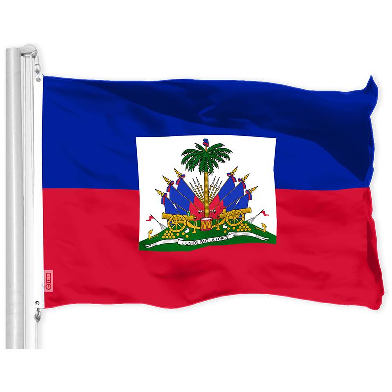 G128 Haiti Haitian Flag | 3x5 Ft | Printed 150D Polyester - Indoor Outdoor, Vibrant Colors, Brass Grommets, Quality Polyester, Much Thicker More Durable Than 100D 75D Polyester