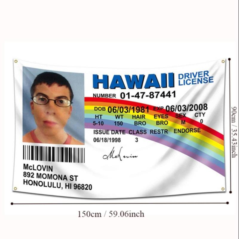 ID Driver License Flag, McLovin ID Driver License Flag, Indoor Decorative Banner, Room Decor, Bedroom Accessories