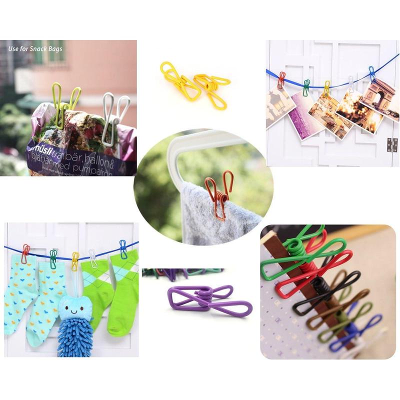 30 count 2 Inch 10 Different Random Colors Chip Clips, PVC Coating High Elasticity Strength Clothes Pins, Food Clips and Bag Clips Hangers Organiser