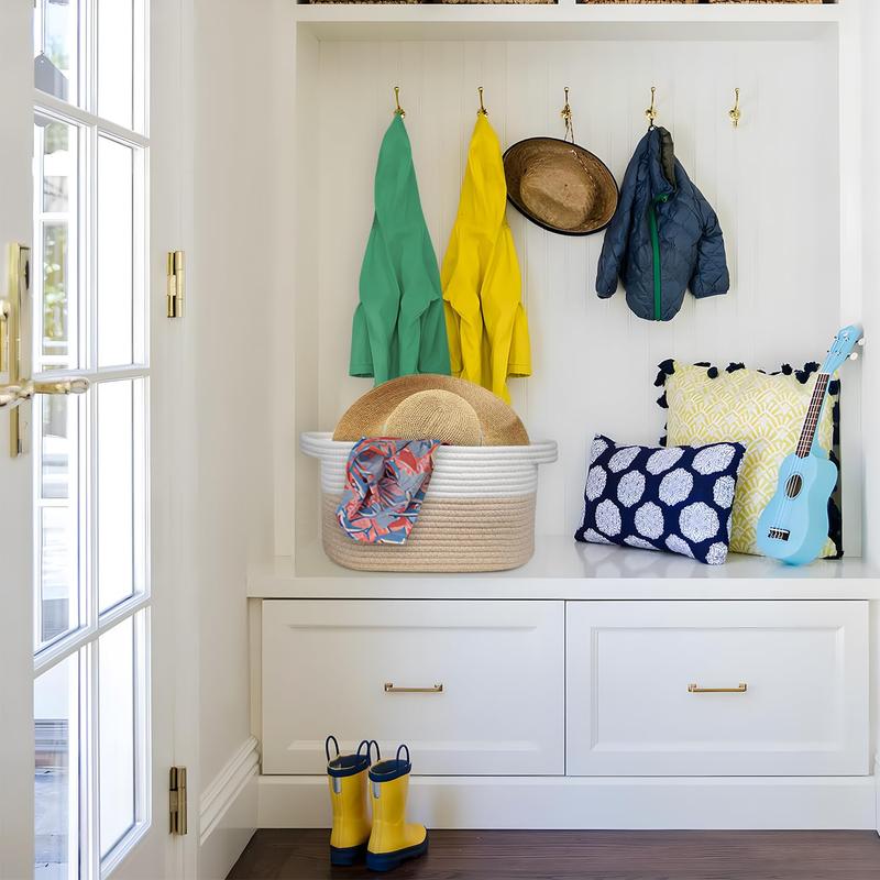 Rope Baskets: Storage Baskets for Organizing - Woven Baskets for Clothes, Towels, Books and Toys Cotton Decorative