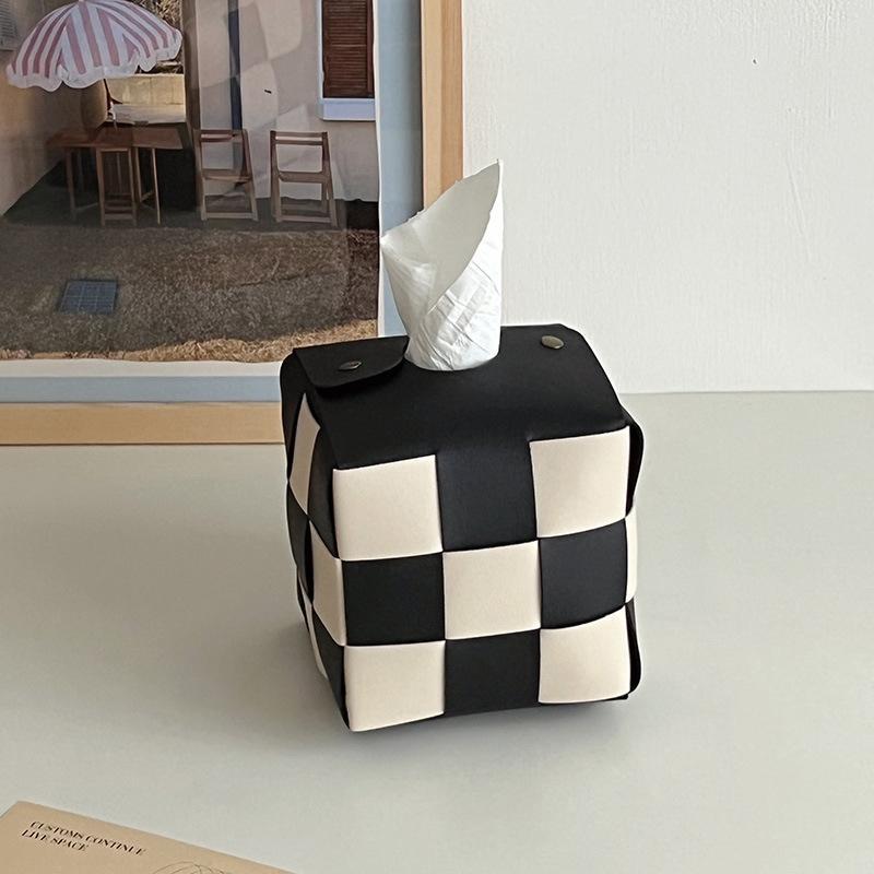 Chessboard Pattern Tissue Box, Modern Tissue Storage Box, Home Organizer for Living Room Bedroom