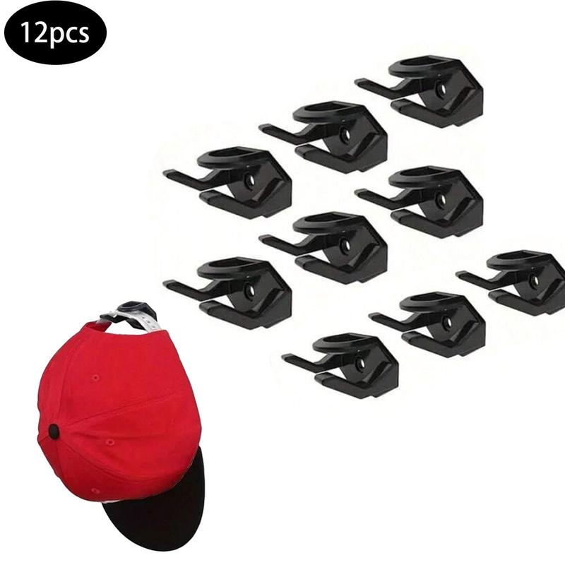 Strong Adhesive Hat Hook, 12pcs Space-saving Baseball & Hip-hop Hat Storage Rack, Hat Storage Organizer, Durable Anti-deformation Hat Hook for Home Dormitory Office Hat Shop Bedroom, Room Accessories