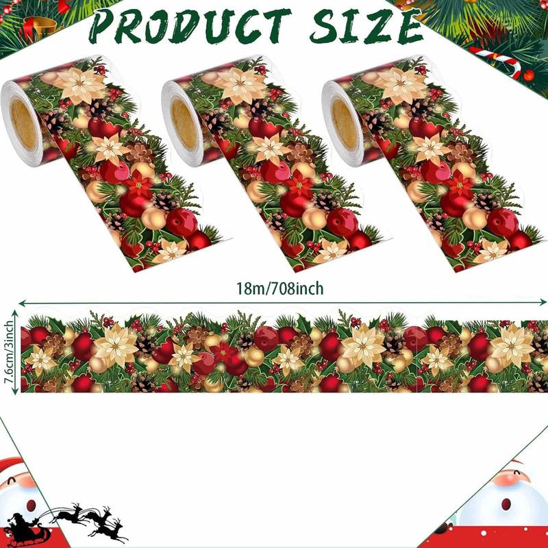 Christmas Themed Border Decorative Sticker, 1 Roll Colorful Self Adhesive Decor Window Sticker, DIY Decorative Sticker for Christmas Party