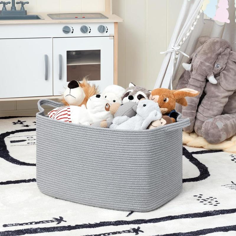 Large Toy Storage Basket, 1 Count Woven Storage Basket with Handle, Storage Basket for Living Room, Nursery, Bedroom, Home Organizer