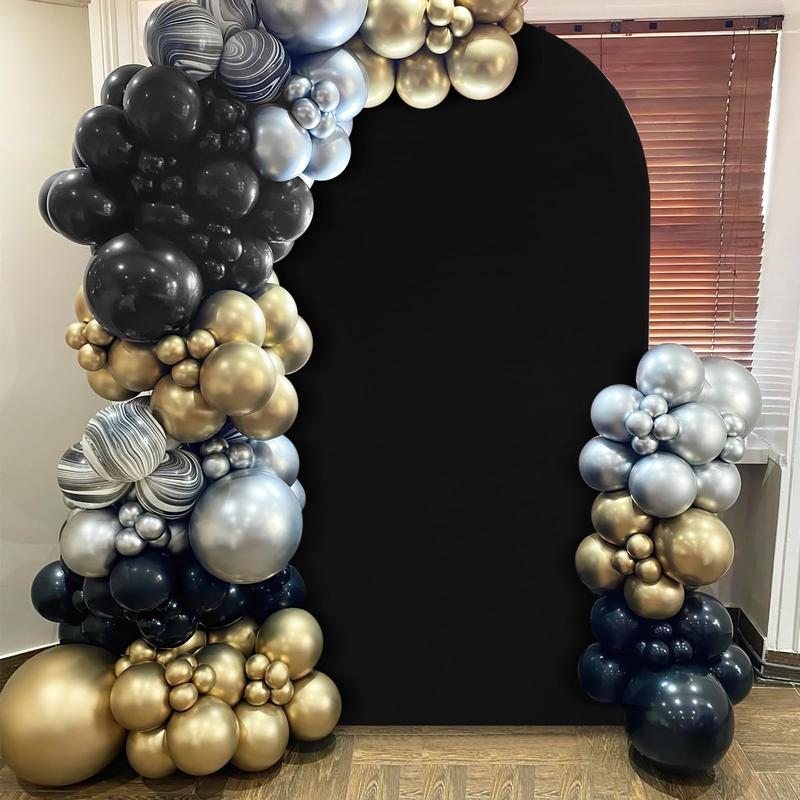 Black Arch Cover 2.6ft x 6ft Spandex Arch Backdrop Cover Fitted Round Top Arch Backdrop Stand Cover for Ceremony Birthday Party Banquet Decoration Banners Flower Banners Flower Hand Wedding