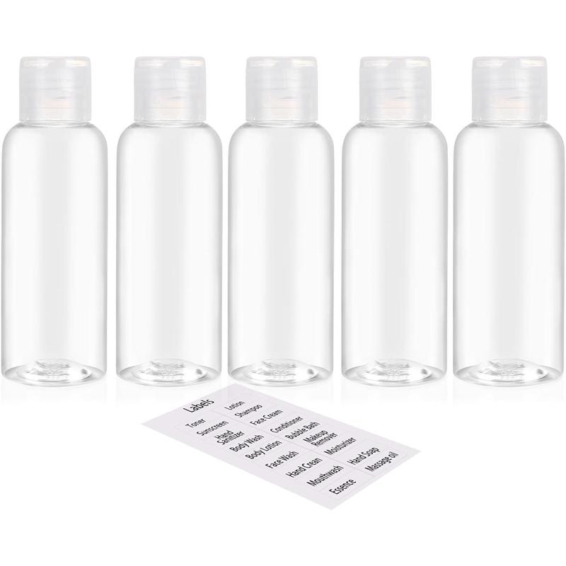 5 count 3.4oz Empty Plastic Travel Bottles for Toiletries TSA Approved Leak Proof Squeezable Travel Size Containers Travel Essentials Accessories, clear