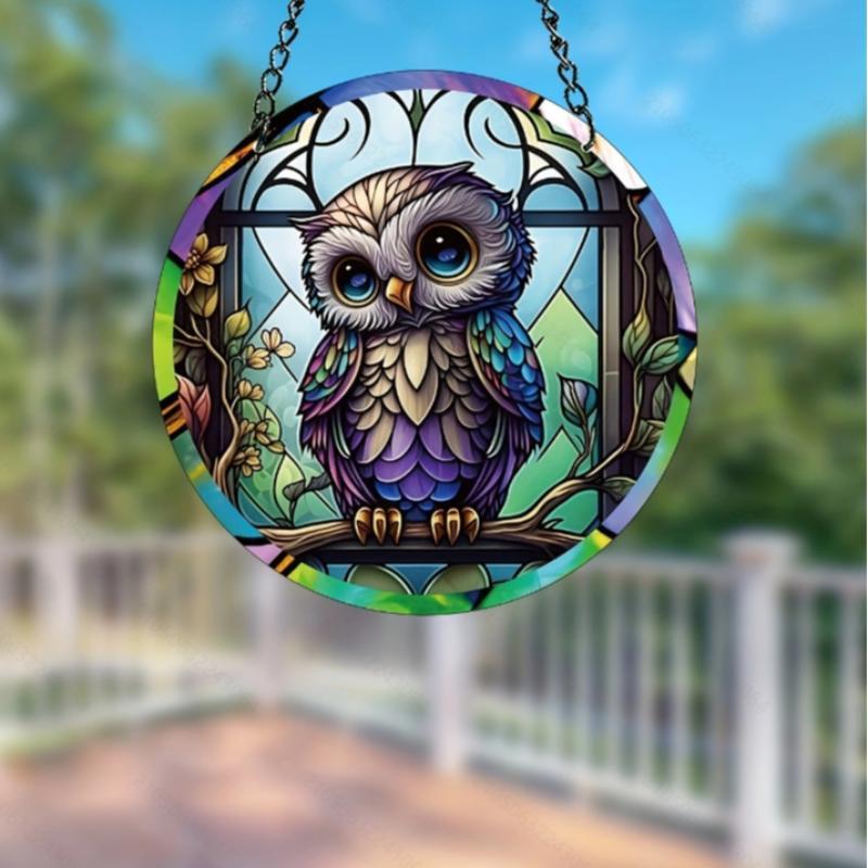 Owl Pattern Hanging Decor, 1 Count Colorful Acrylic Sun Catcher, Vibrant Bird Decor, Gift for Bird Lovers, Home Decor for Living Room Bedroom