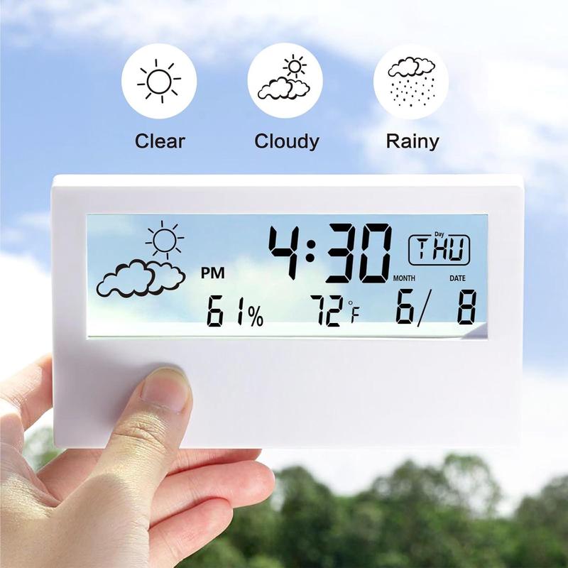 Temperature & Humidity Display Alarm Clock without Battery, 1 Count Modern Design Desktop Clock, Alarm Clock for Office, Living Room, Bedroom