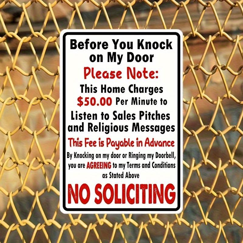 AluminumNoSolicitingSign,HumorousFrontDoorDecor,12x8Inches,Weatherproof&DurableWith