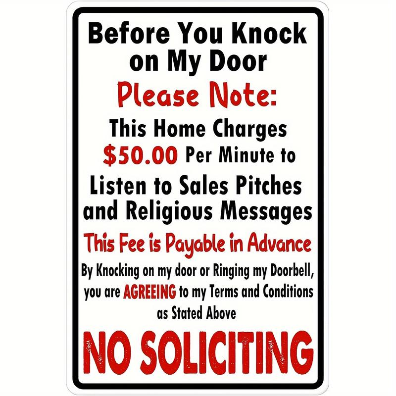 AluminumNoSolicitingSign,HumorousFrontDoorDecor,12x8Inches,Weatherproof&DurableWith