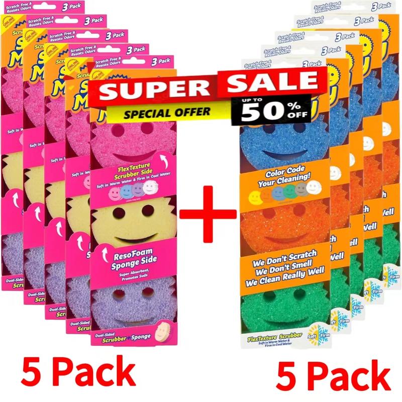 [Free Shipping] Receive 10 Full Packs, Color Packaging Kitchen Supplies Cleaning Kitchen Cleaning Supplies Color Scrubber Sponge Multi-Color Kitchen Cleaning Dish Cleaner Soapy Sponge Clean Stove