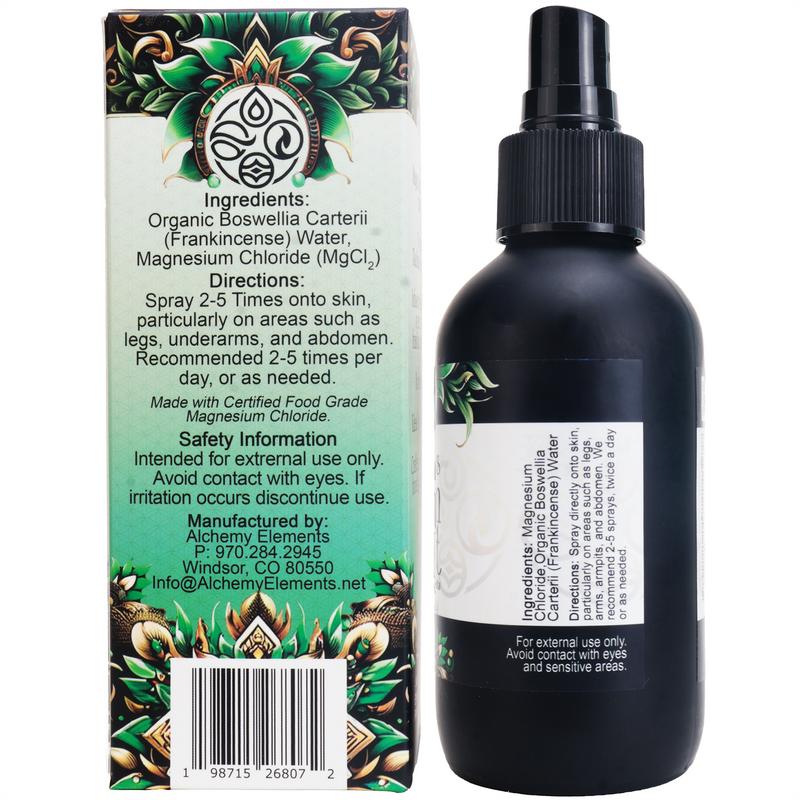 4oz. Magnesium Mist by Alchemy Elements, Pure, Natural. Organic frankincense and Lavender