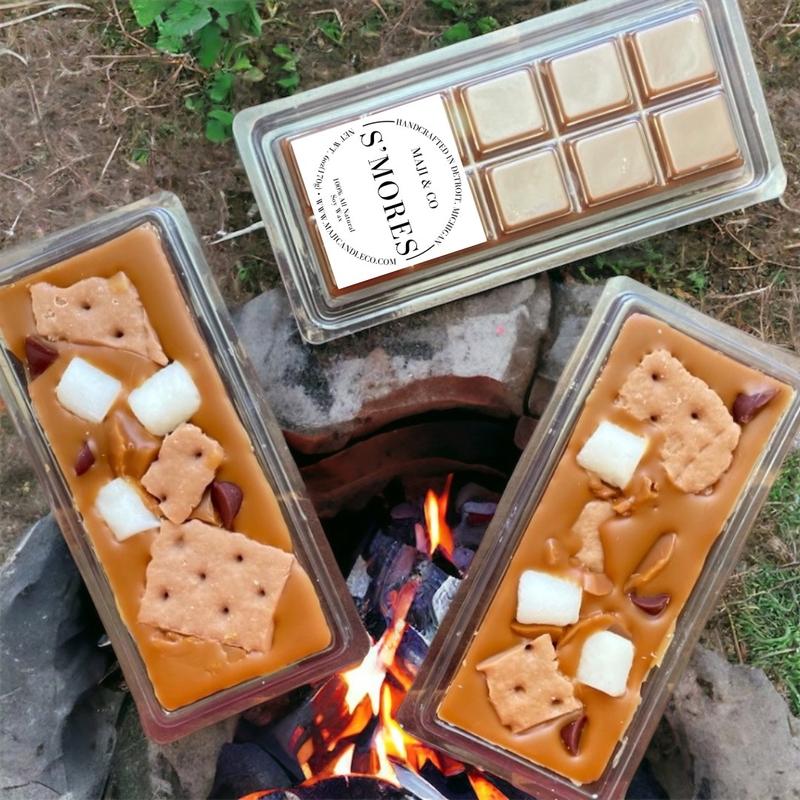 S'mores Wax Melt Bar - Toasted Marshmallow, Chocolate, Graham Cracker Aroma Candle for Home Decor