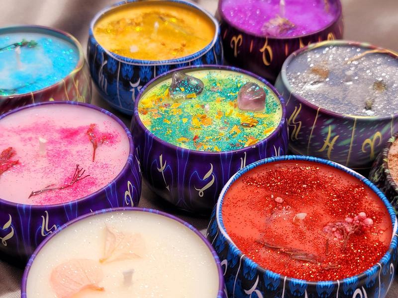 Manifestation Candles For Love, Abundance, Clarity, Spiritual Cleanse, Healing, reiki energy, herbs, and organic soy Wax Colorful Decor