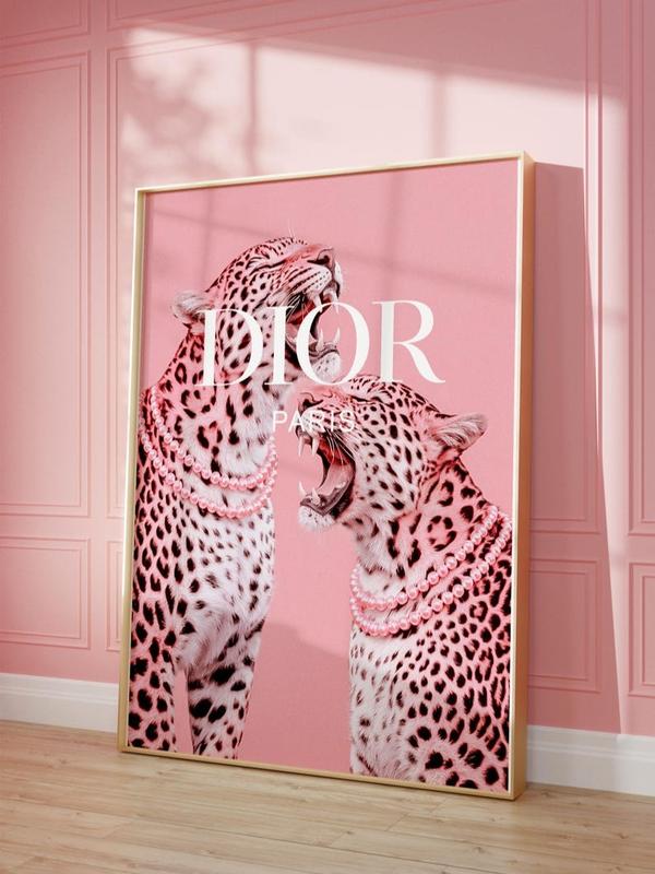 Pink Luxury Wall Art, Pink Leopard Print, Luxury Fashion Prints, Luxury Dorm Wall Art, Cheetah Print, Preppy Trendy Pink Wall Art