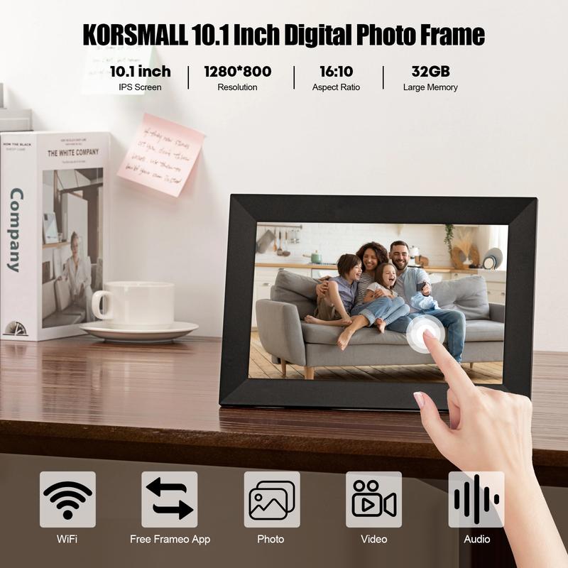 10.1 Inch Digital Photo Frame Black with 32G Memory Slideshow Family Memories Frame B-Day Gift Ideas