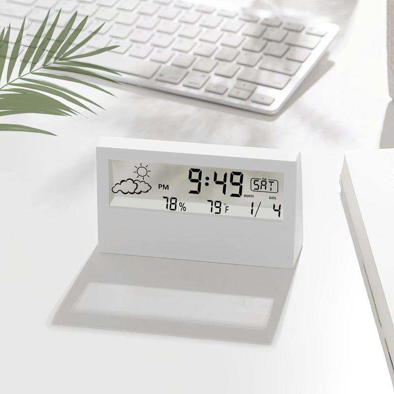 Temperature & Humidity Display Alarm Clock without Battery, 1 Count Modern Design Desktop Clock, Alarm Clock for Office, Living Room, Bedroom