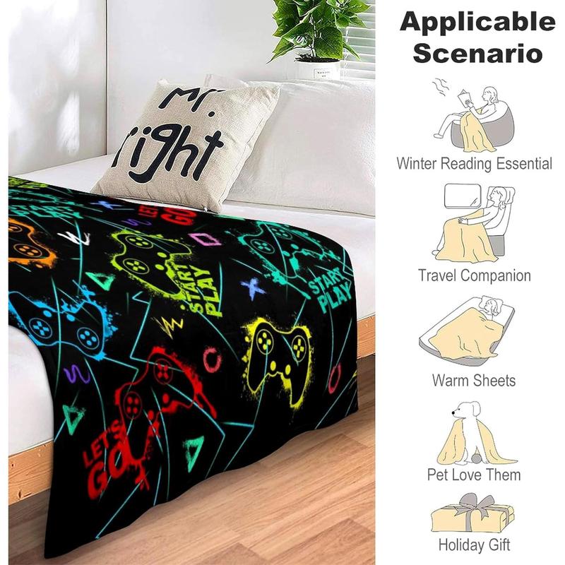 Gaming Blanket Soft Flannel Gamer Throw Blankets Video Games Merch Boys Girls Adults Gifts Home Decor for Sofa Travel 50