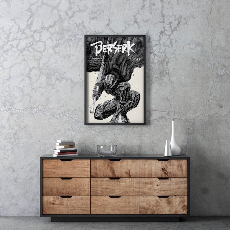 Berserk Anime Poster, Guts Manga Artwork, Anime Panel Home Decor, Medieval Anime Swordsman, Minimalist Retro Aesthetic Wall Room Decoration Ornaments