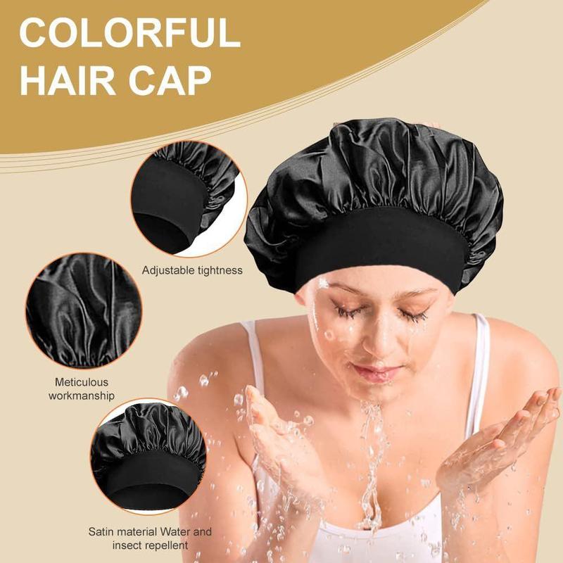 Satin Silk Bonnet for Sleeping, 3 Counts Satin Silk Hair Bonnets for Sleeping Women, Sleep Cap Hair Wrap for Curly Hair