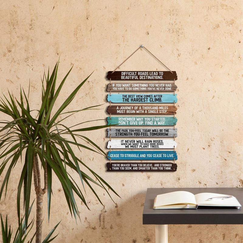 Wooden Office Rules Inspirational Themed Sign, 1 Count Rustic Motivational Quotes Wooden Sign Decoration, Wall Decor for Office