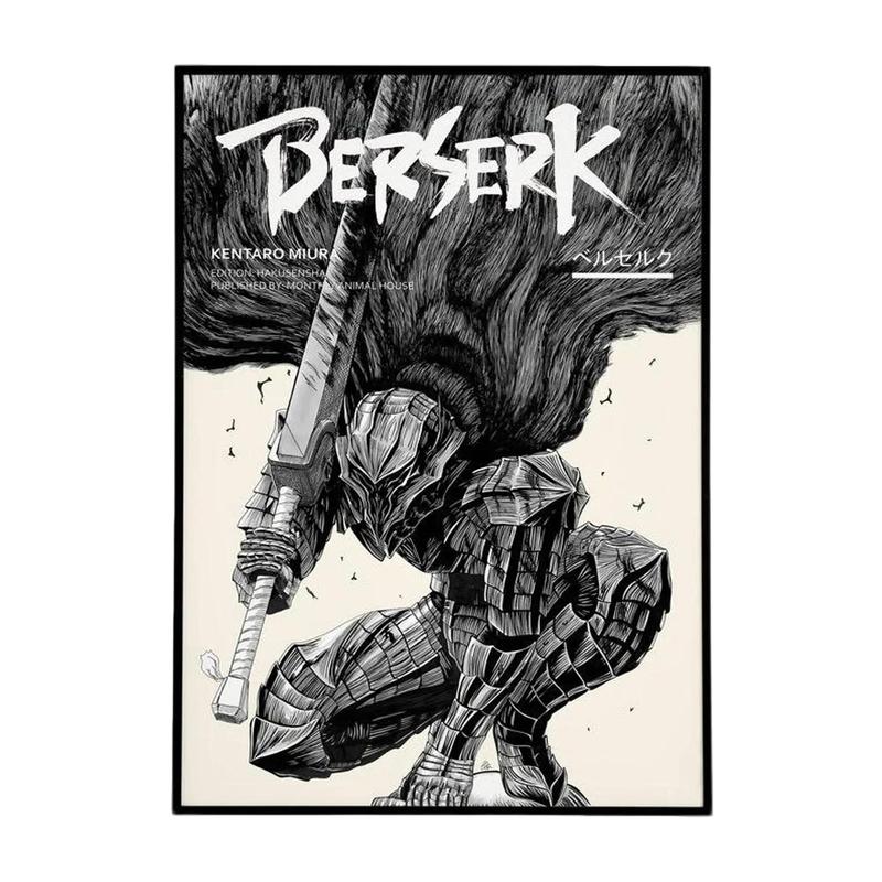 Berserk Anime Poster, Guts Manga Artwork, Anime Panel Home Decor, Medieval Anime Swordsman, Minimalist Retro Aesthetic Wall Room Decoration Ornaments