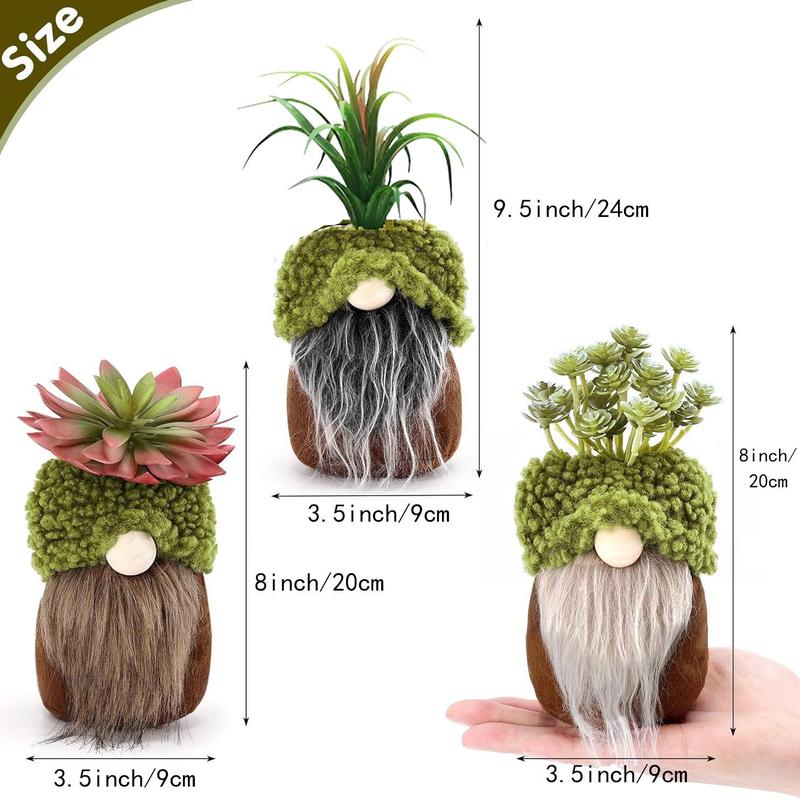 Gnome Design Ornaments, 3 Counts set Cute Plant Pot Design Desktop Decorative Ornament for Home Living Room Bedroom