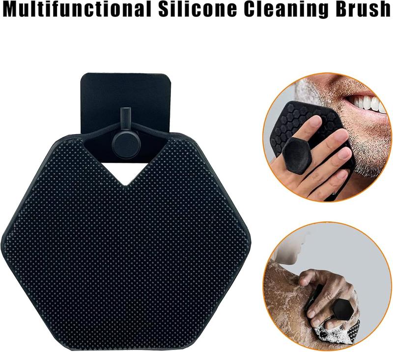 Silicone Body Scrubber with Storage Hook, Handheld Body Brush, Gentle Exfoliation and Deep Cleaning, Soft Touch Shower, Shower & Bathroom Accessory, Removable & Reusable (Black)