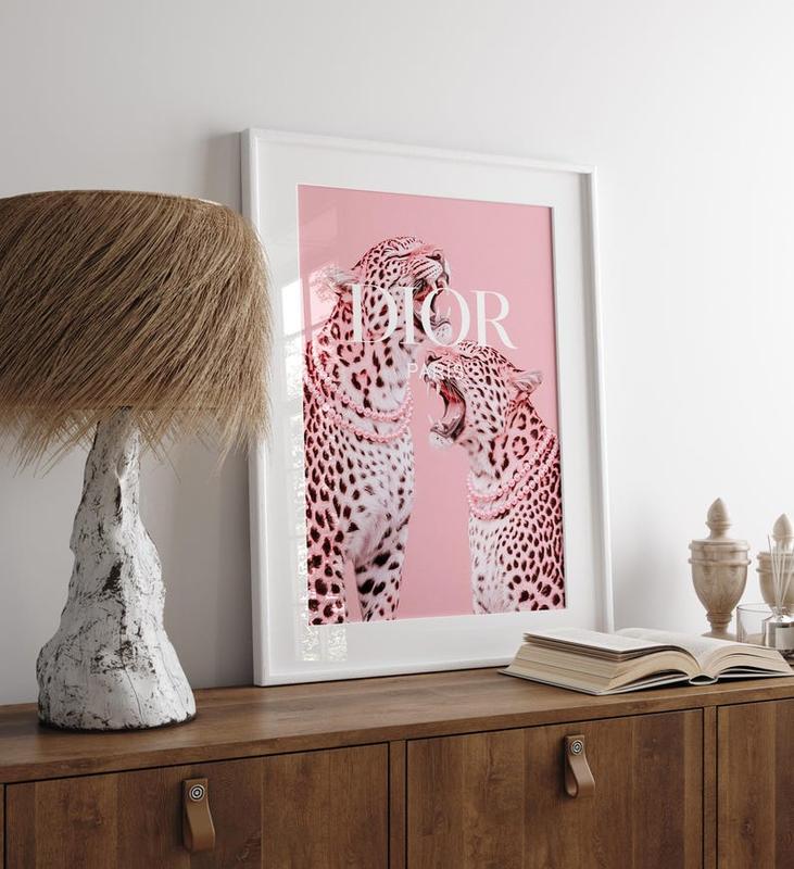 Pink Luxury Wall Art, Pink Leopard Print, Luxury Fashion Prints, Luxury Dorm Wall Art, Cheetah Print, Preppy Trendy Pink Wall Art