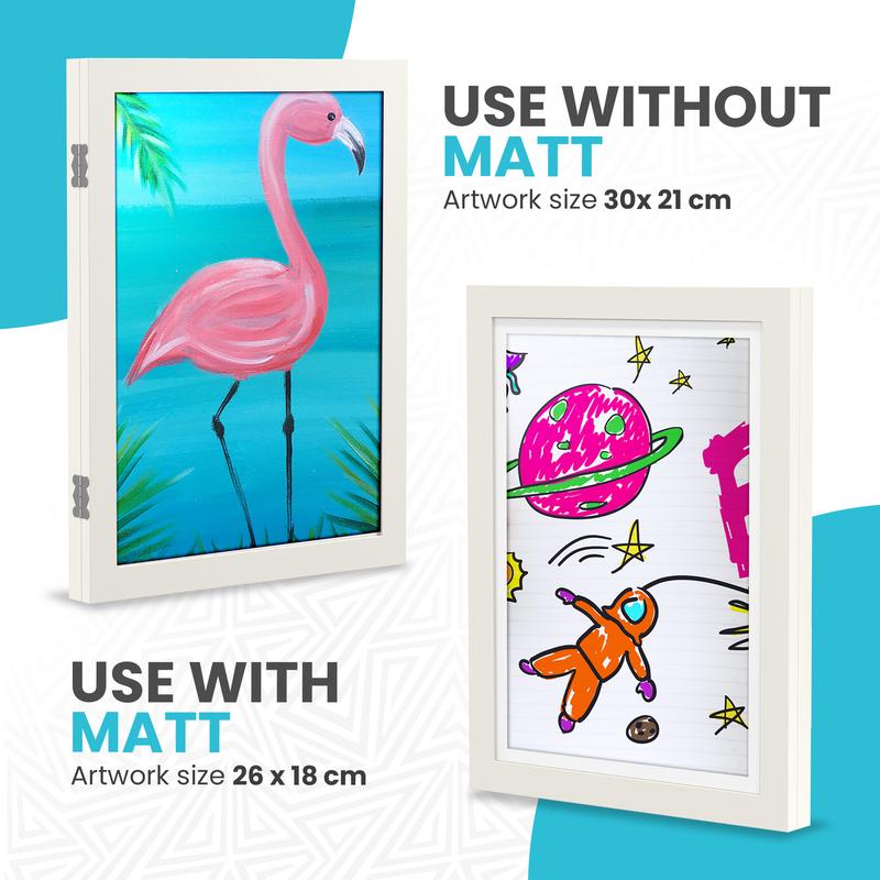 Kids Art Frame (13x10) - MDF Front Loading Picture Frame - My Mini Masterpiece - Holds 150-200 Artwork