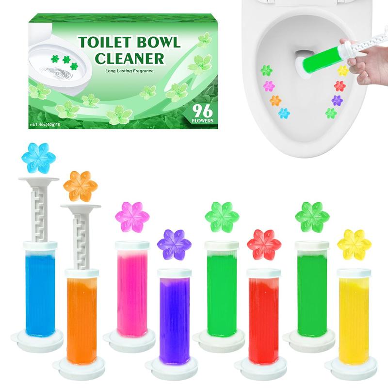 Flower Shaped Toilet Cleaning Gel, 8 Counts box Long-lasting Toilet Gel Stamp, Toilet Cleaner, Toilet Bowl Deodorant Gel, Toilet Scent Freshener Odor Removal Gel