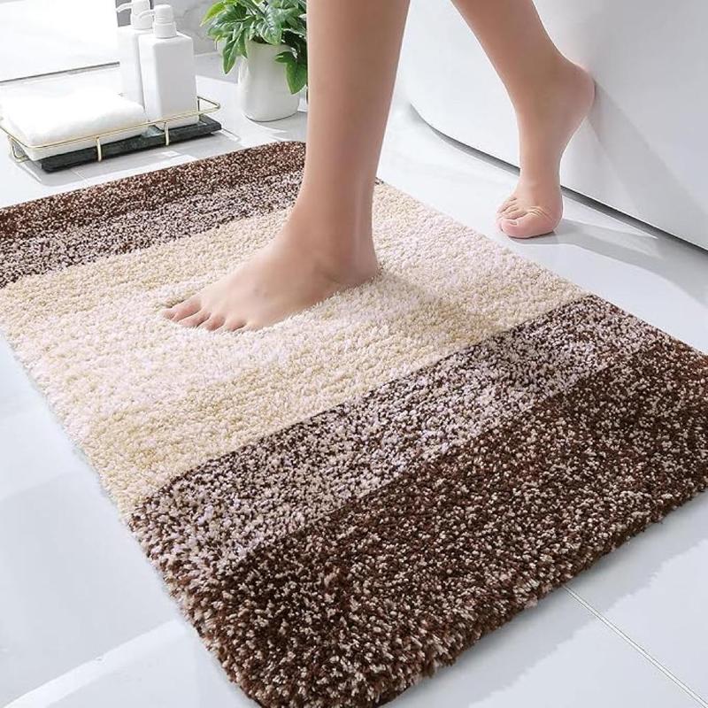 Bath Mat, 1 Count Colorblock Bathroom Mat, Non-slip Soft Absorbent Bath Rug, Machine Washable Bath Mat for Bathroom Floor, Tub and Shower