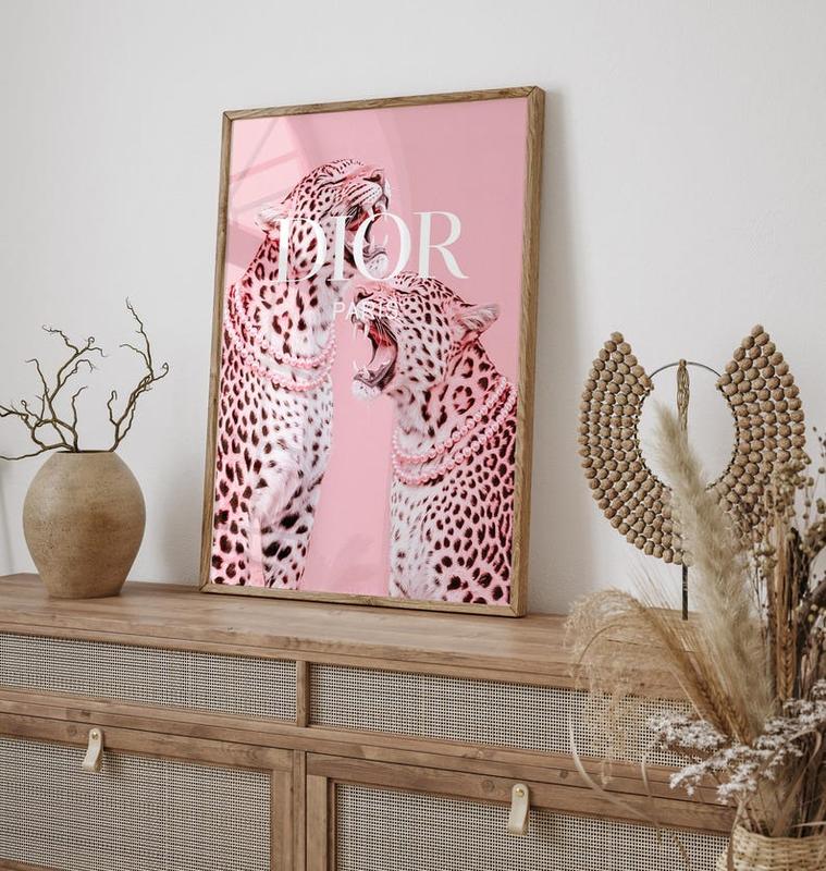 Pink Luxury Wall Art, Pink Leopard Print, Luxury Fashion Prints, Luxury Dorm Wall Art, Cheetah Print, Preppy Trendy Pink Wall Art