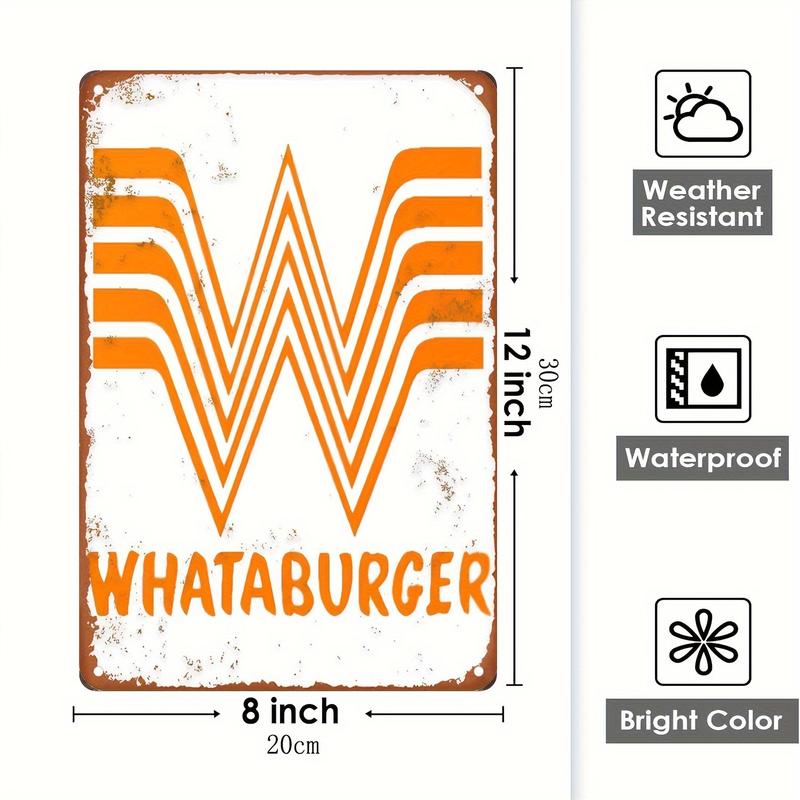 Whataburger Vintage Tin Sign - 8x12 inch Iron Wall Art for Home Kitchen, Man Cave, Bar, Garage Decor - Weather-Resistant and Waterproof