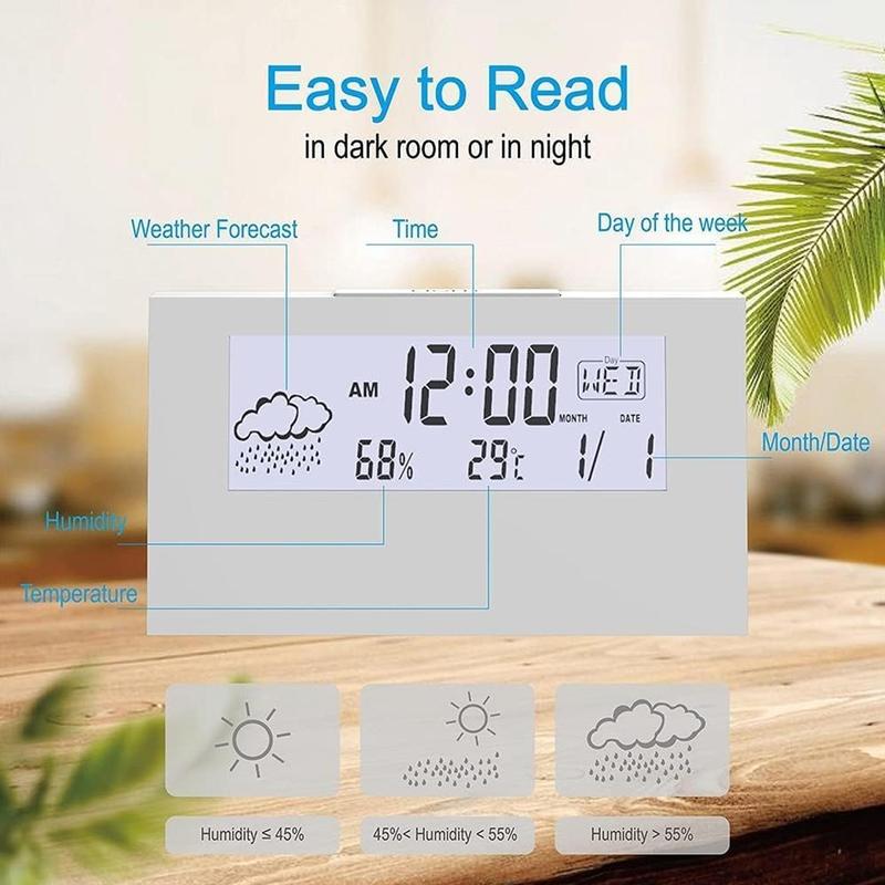 Temperature & Humidity Display Alarm Clock without Battery, 1 Count Modern Design Desktop Clock, Alarm Clock for Office, Living Room, Bedroom