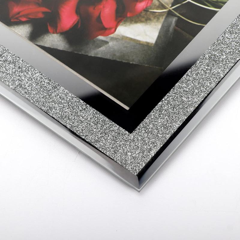 4x6 Glitter Picture Frames Set of 4, Sparkle Glass Photo Frame for Tabletop, Horizontal or Vertical Display Decor Gift