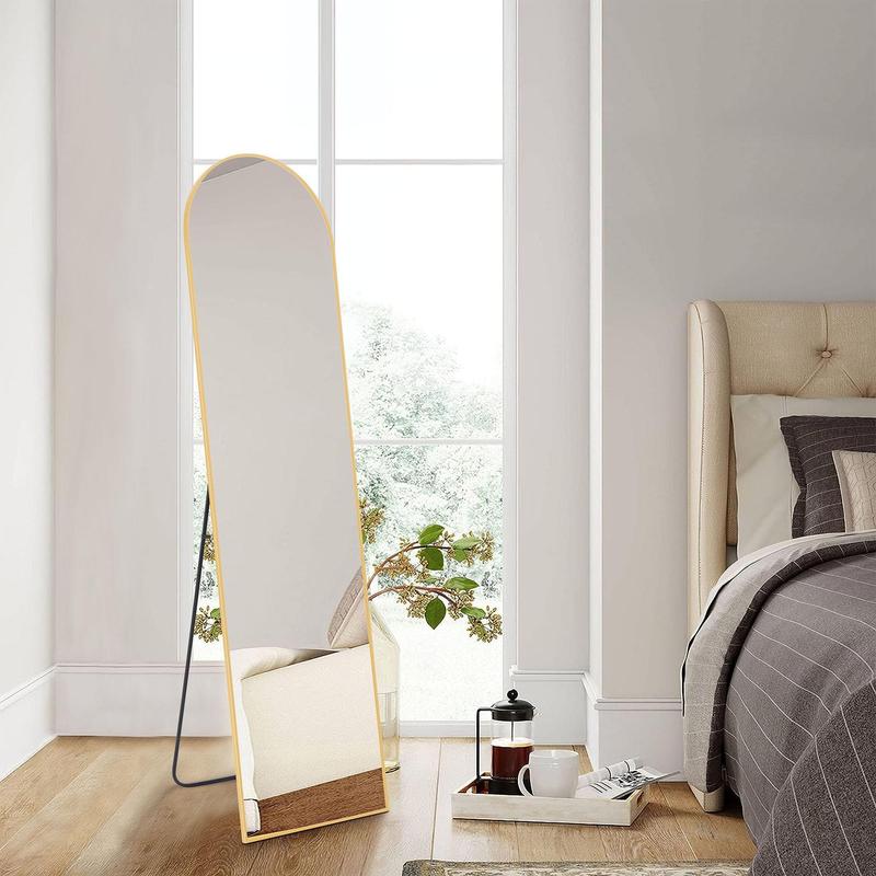 FurnishFlex  Floor Standing Mirror, Wall Mirror with Stand Aluminum Alloy Thin Frame floorlength mirror