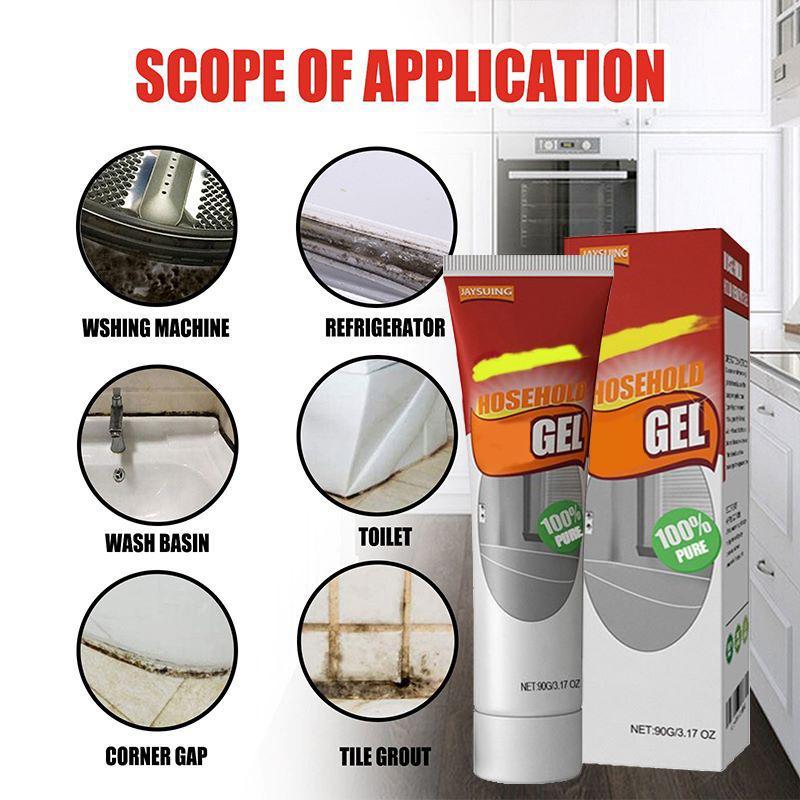 Refrigerator and washing machine seal staincleaning gel, multi-purpose cleaning gel,household cleaner, suitable for stains on sinkbathtub, toilet seals, bathroom kitchen staincleaning, for stubborn dirt attached to bathtub orshower seals