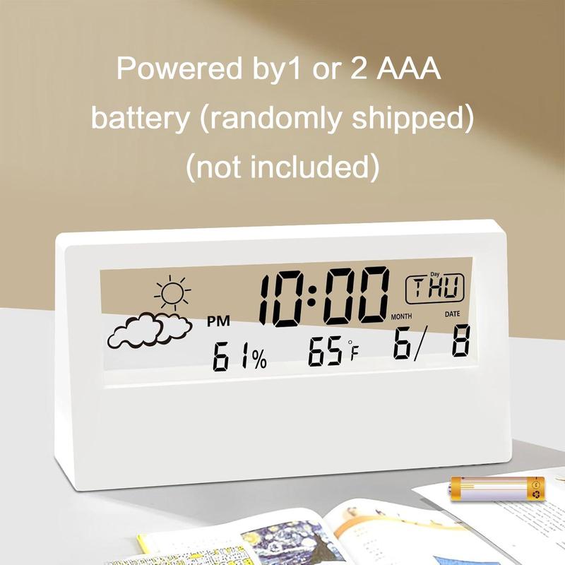 Temperature & Humidity Display Alarm Clock without Battery, 1 Count Modern Design Desktop Clock, Alarm Clock for Office, Living Room, Bedroom