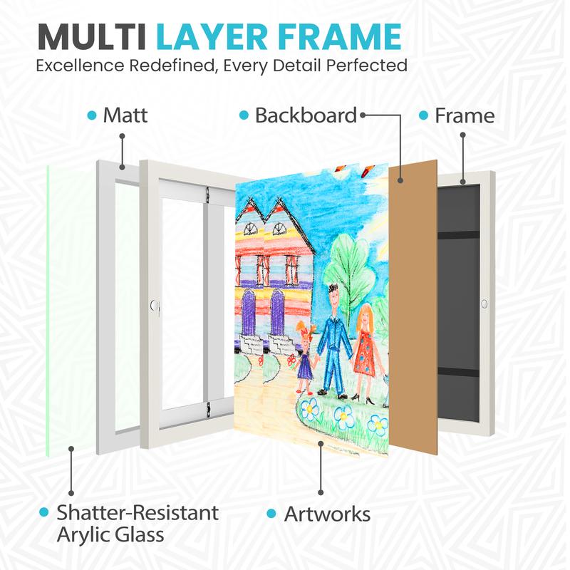 Kids Art Frame (13x10) - MDF Front Loading Picture Frame - My Mini Masterpiece - Holds 150-200 Artwork