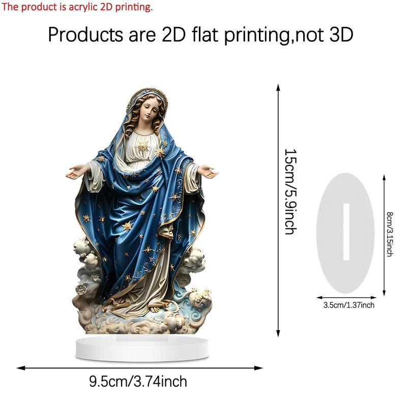 Mary Jesus Acrylic Ornament, 1 Count Creative Religious Desktop Decoration, Home Decor for Living Room Bedroom Office