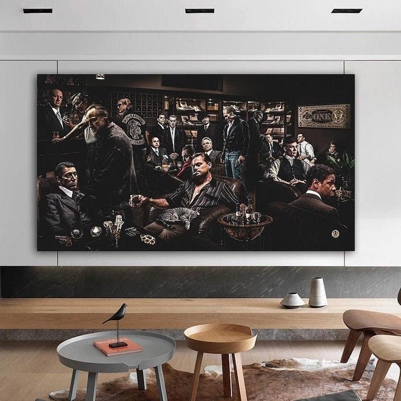 Movie Character The Wolf of Wall Street Godfather Gangster Party Money Power Luxury Art Poster Painting House