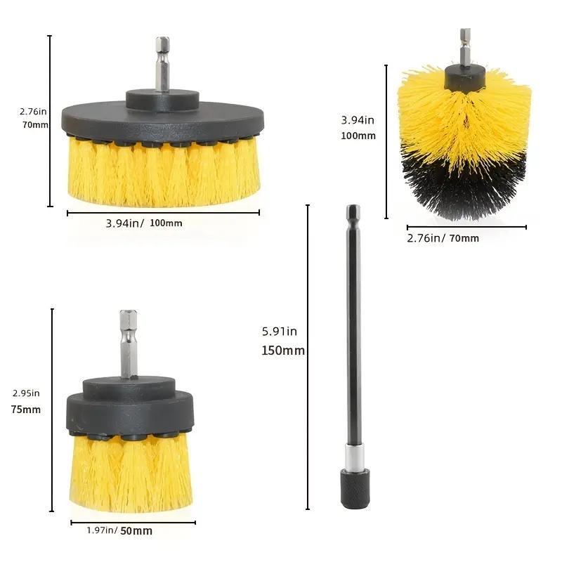 Car Cleaning Brush Head Set, Round Nylon Brush Head for Cleaning, Car Cleaning Accessories Compatible with Electric Drills, Car Washing & Maintenance Tool