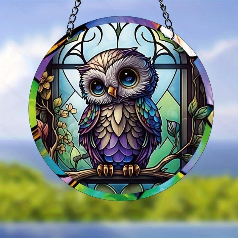 Owl Pattern Hanging Decor, 1 Count Colorful Acrylic Sun Catcher, Vibrant Bird Decor, Gift for Bird Lovers, Home Decor for Living Room Bedroom