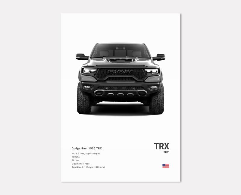 Dodge Ram 1500 TRX Car Poster No Framed Prints, Gifts For Men, Vintage Cars Posters, Car Lovers Gifts, Car Wall Art Room Decor