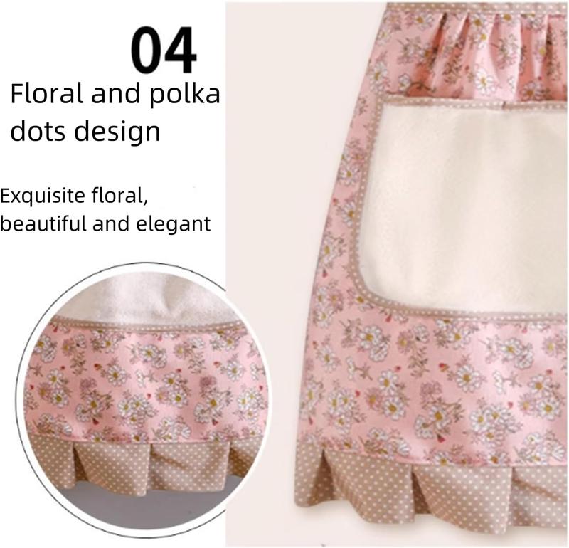 Comfortable Aprons for Women with Pockets, Floral Kitchen Cooking Aprons,Waterproof Resistant Cotton Apron with Adjustable Strap and Front Pocket for Kids Kitchen,Cooking,Painting,Baking,Server,Barber Cover Gift Wife