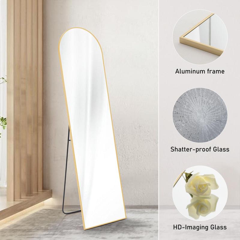 FurnishFlex  Floor Standing Mirror, Wall Mirror with Stand Aluminum Alloy Thin Frame floorlength mirror